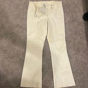 Cream leather pants